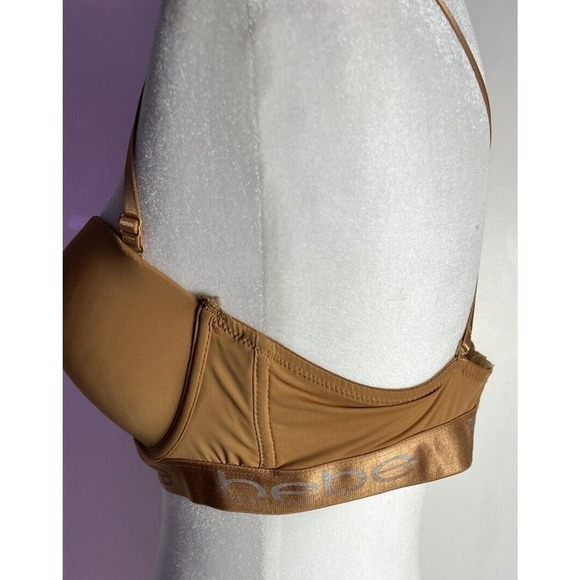 Bebe Bronze Strapless Convertible Strap (removable) Push Up Wireless Bra 38C - Picture 4 of 6